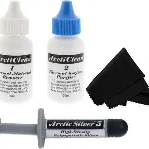 ArctiClean Kit 1 & 2 Thermal Paste Compound Remover + Arctic Silver 5 Thermal Compound Paste 3.5g + Microfiber Cloth (Value Pack)