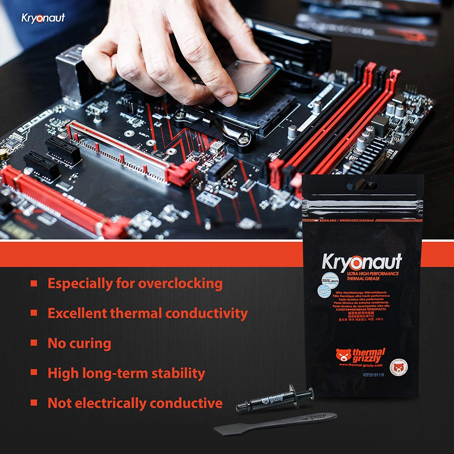 Thermal Grizzly Kryonaut Thermal Grease Paste - 11.1 Grams-3 Thermal Grizzly Kryonaut Thermal Grease Paste - 11.1 Grams-3