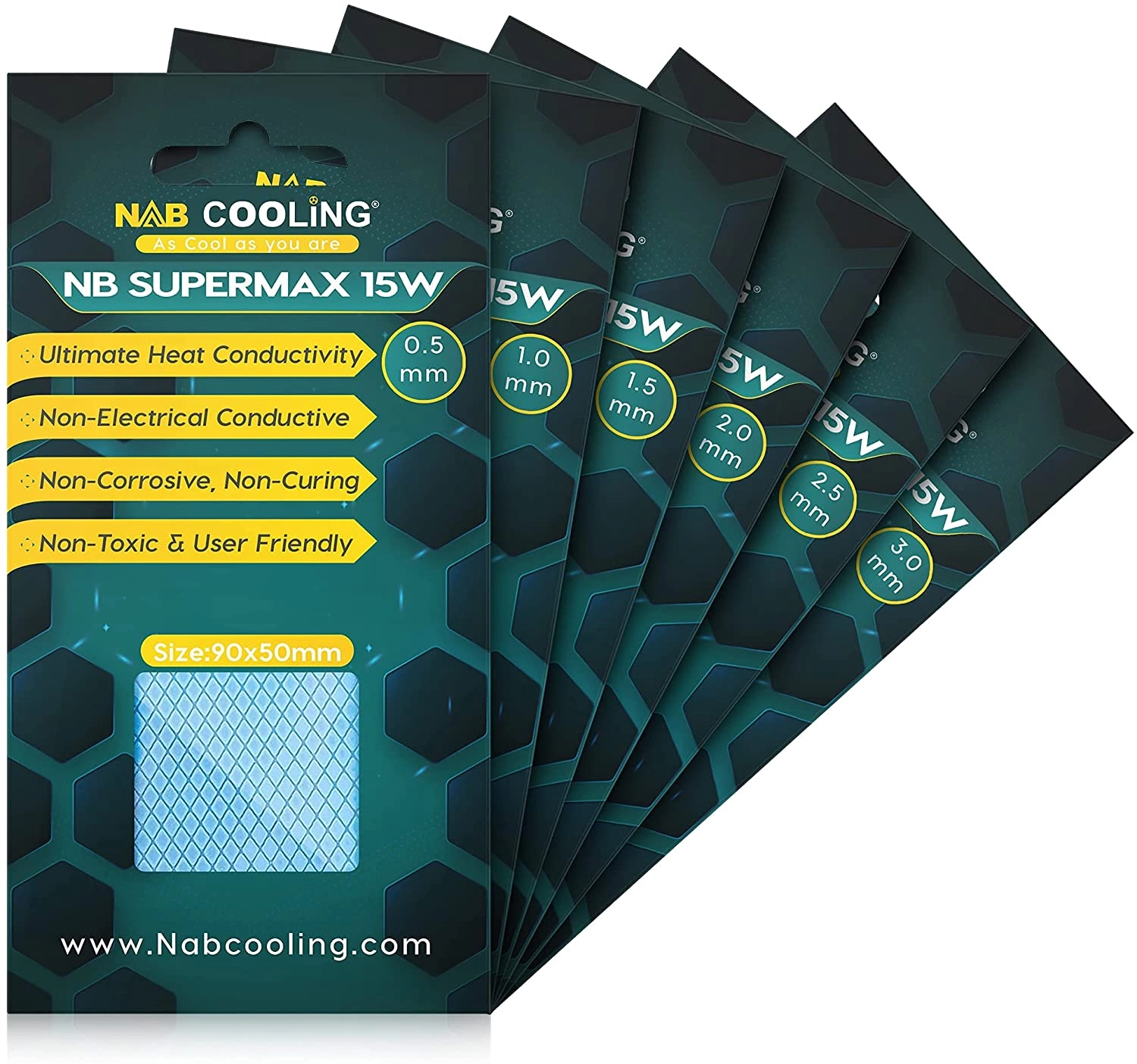 Nab Cooling Thermal Pad 90x50 Excellent Heat Conduction, Ideal Gap Filler. Easy Installation - Thermal Conductivity 15W (90x50x3.0)-1 Nab Cooling Thermal Pad 90x50 Excellent Heat Conduction, Ideal Gap Filler. Easy Installation - Thermal Conductivity 15W (90x50x3.0)-1