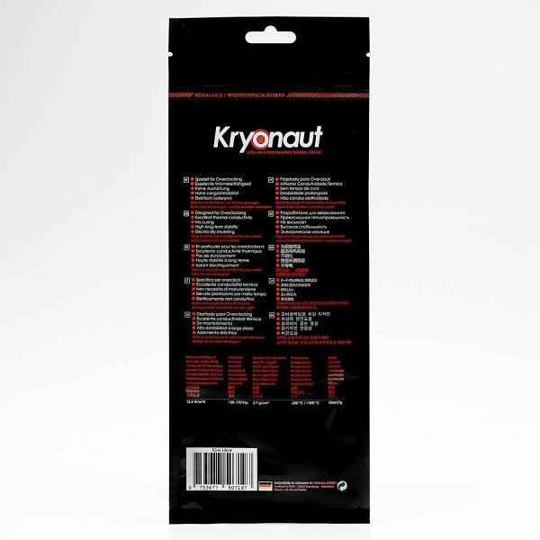 Thermal Grizzly Kryonaut Thermal Grease Paste 10ml Packaging Back